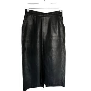 ItalModa Vintage Leather Black Pencil Skirt Sz XS